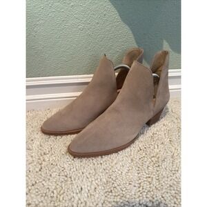 Free People Tan Suede Charm Double V Ankle Boot 39/8.5 Stagecoach, Cowgirl Boho